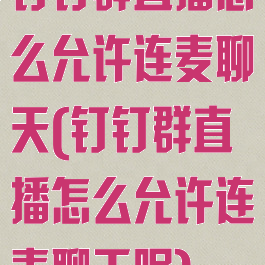 钉钉群直播怎么允许连麦聊天(钉钉群直播怎么允许连麦聊天呢)