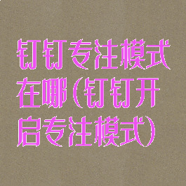 钉钉专注模式在哪(钉钉开启专注模式)