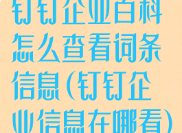 钉钉企业百科怎么查看词条信息(钉钉企业信息在哪看)