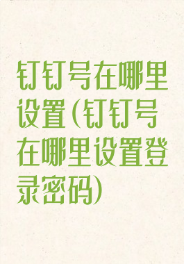 钉钉号在哪里设置(钉钉号在哪里设置登录密码)