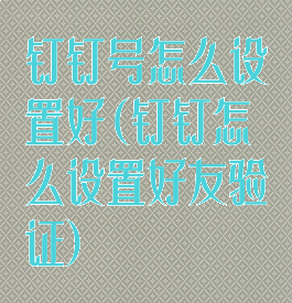 钉钉号怎么设置好(钉钉怎么设置好友验证)