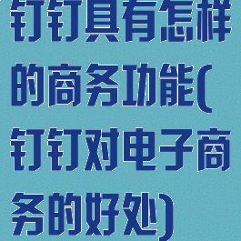 钉钉具有怎样的商务功能(钉钉对电子商务的好处)