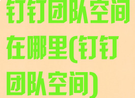 钉钉团队空间在哪里(钉钉团队空间)