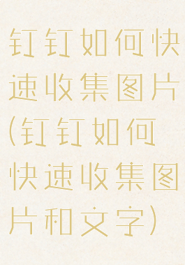 钉钉如何快速收集图片(钉钉如何快速收集图片和文字)