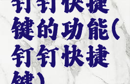 钉钉快捷键的功能(钉钉快捷键)