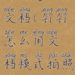 钉钉怎么用文档(钉钉怎么用文档模式拍照片)