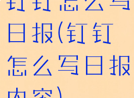 钉钉怎么写日报(钉钉怎么写日报内容)