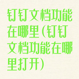钉钉文档功能在哪里(钉钉文档功能在哪里打开)