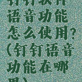 钉钉软件语音功能怎么使用?(钉钉语音功能在哪里)