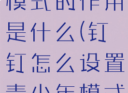 钉钉青少年模式的作用是什么(钉钉怎么设置青少年模式)