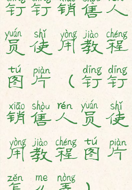 钉钉销售人员使用教程图片(钉钉销售人员使用教程图片怎么弄)