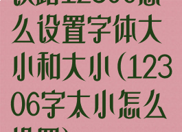 铁路12306怎么设置字体大小和大小(12306字太小怎么设置)