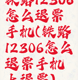 铁路12306怎么退票手机(铁路12306怎么退票手机上退票)