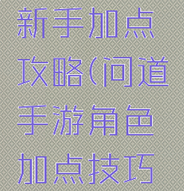 问道手游新手加点攻略(问道手游角色加点技巧分享)