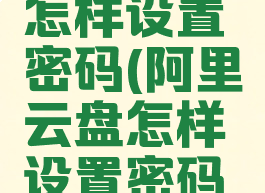 阿里云盘怎样设置密码(阿里云盘怎样设置密码登录)