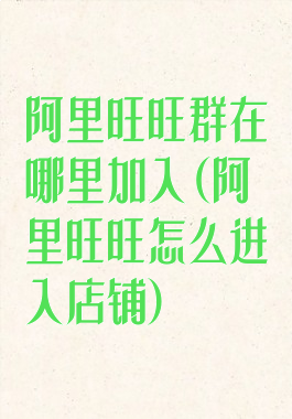 阿里旺旺群在哪里加入(阿里旺旺怎么进入店铺)