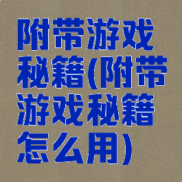 附带游戏秘籍(附带游戏秘籍怎么用)