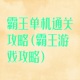 霸王单机通关攻略(霸王游戏攻略)