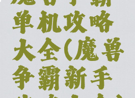 魔兽争霸单机攻略大全(魔兽争霸新手攻略大全)