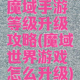 魔域手游等级升级攻略(魔域世界游戏怎么升级)