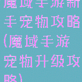 魔域手游新手宠物攻略(魔域手游宠物升级攻略)