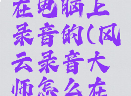 风云录音大师怎么在电脑上录音的(风云录音大师怎么在电脑上录音的视频)