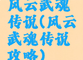风云武魂传说(风云武魂传说攻略)