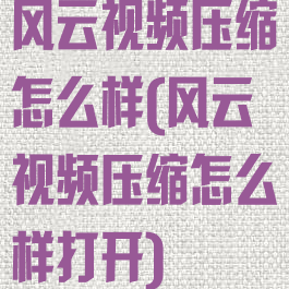 风云视频压缩怎么样(风云视频压缩怎么样打开)