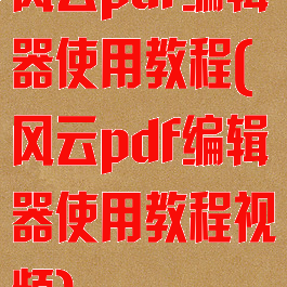 风云pdf编辑器使用教程(风云pdf编辑器使用教程视频)