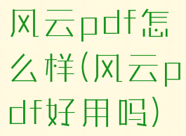 风云pdf怎么样(风云pdf好用吗)