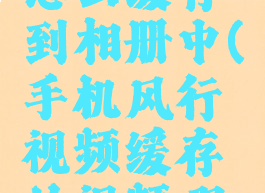 风行视频怎么缓存到相册中(手机风行视频缓存的视频哪个文件夹)