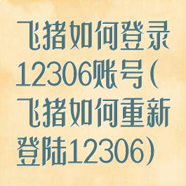飞猪如何登录12306账号(飞猪如何重新登陆12306)