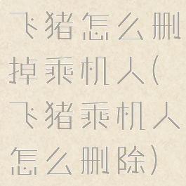 飞猪怎么删掉乘机人(飞猪乘机人怎么删除)