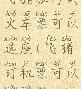 飞猪旅行买火车票可以选座(飞猪订机票可以选座吗)