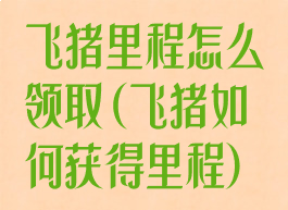 飞猪里程怎么领取(飞猪如何获得里程)