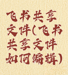 飞书共享文件(飞书共享文件如何编辑)