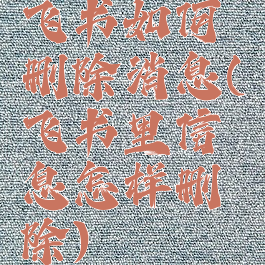 飞书如何删除消息(飞书里信息怎样删除)