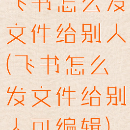飞书怎么发文件给别人(飞书怎么发文件给别人可编辑)