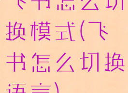 飞书怎么切换模式(飞书怎么切换语言)