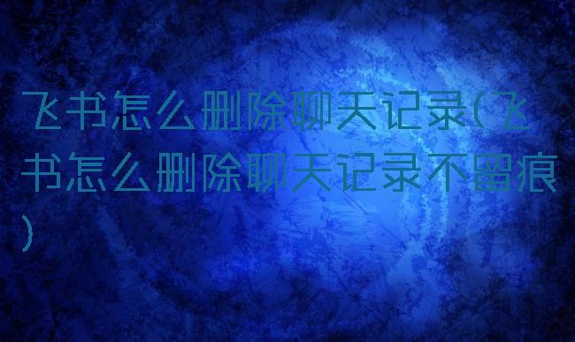 飞书怎么删除聊天记录(飞书怎么删除聊天记录不留痕)