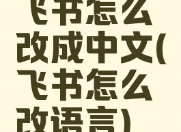 飞书怎么改成中文(飞书怎么改语言)