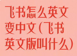 飞书怎么英文变中文(飞书英文版叫什么)