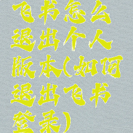 飞书怎么退出个人版本(如何退出飞书登录)