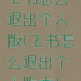 飞书怎么退出个人版(飞书怎么退出个人版本)