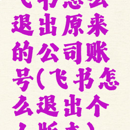 飞书怎么退出原来的公司账号(飞书怎么退出个人版本)