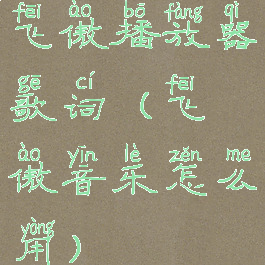 飞傲播放器歌词(飞傲音乐怎么用)