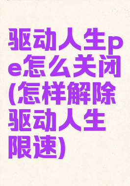 驱动人生pe怎么关闭(怎样解除驱动人生限速)