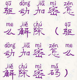 驱动加密怎么解除(驱动加密怎么解除密码)