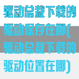 驱动总裁下载的驱动保存在哪(驱动总裁下载的驱动位置在哪)