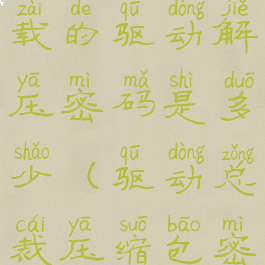 驱动总裁下载的驱动解压密码是多少(驱动总裁压缩包密码是什么)